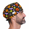 Calot couvrant Halloween Douce frayeur citrouilles et chauves-souris sur fond noir porté par un homme – ChrysVal