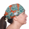 Calot court Sumatra femme – toile de Jouy tropicale orange et bleu canard, tigre et palmiers – ChrysVal