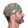 Calot court Sumatra homme – toile de Jouy tropicale orange et bleu canard, tigre et palmiers – ChrysVal