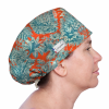 Calot couvrant Sumatra femme – toile de Jouy tropicale orange et bleu canard – ChrysVal