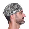 Calot court Gatsby homme – éventails Art déco bleu, moutarde et crème – ChrysVal
