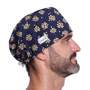 Calot couvrant Sakura homme – fleurs de cerisier sur fond bleu marine – ChrysVal